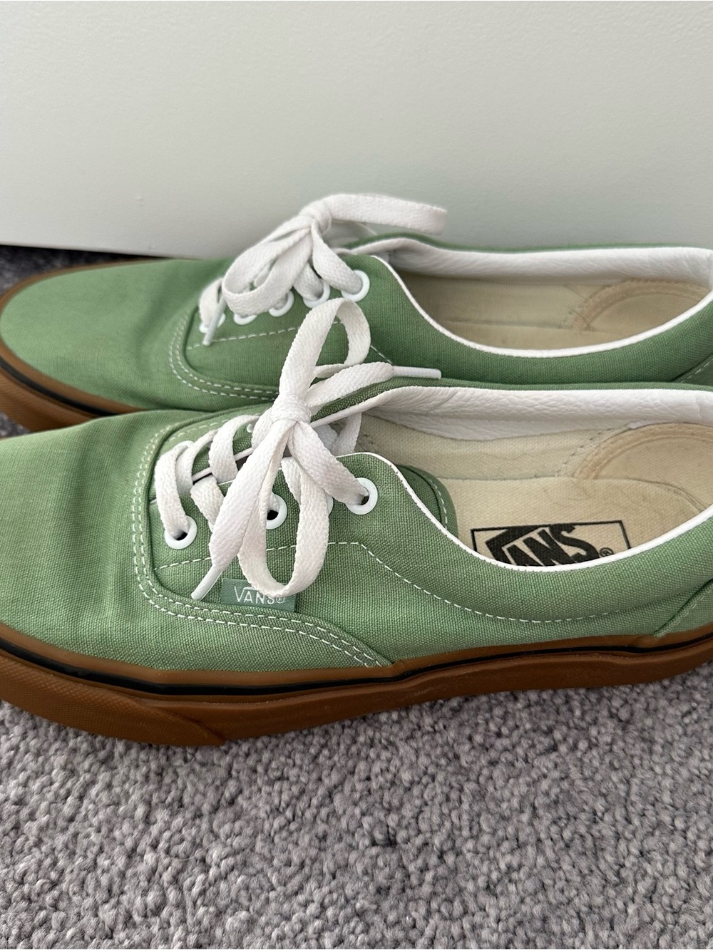 Vans Low Top Sneakers in Sage Green with White Laces - Picture 3 of 7